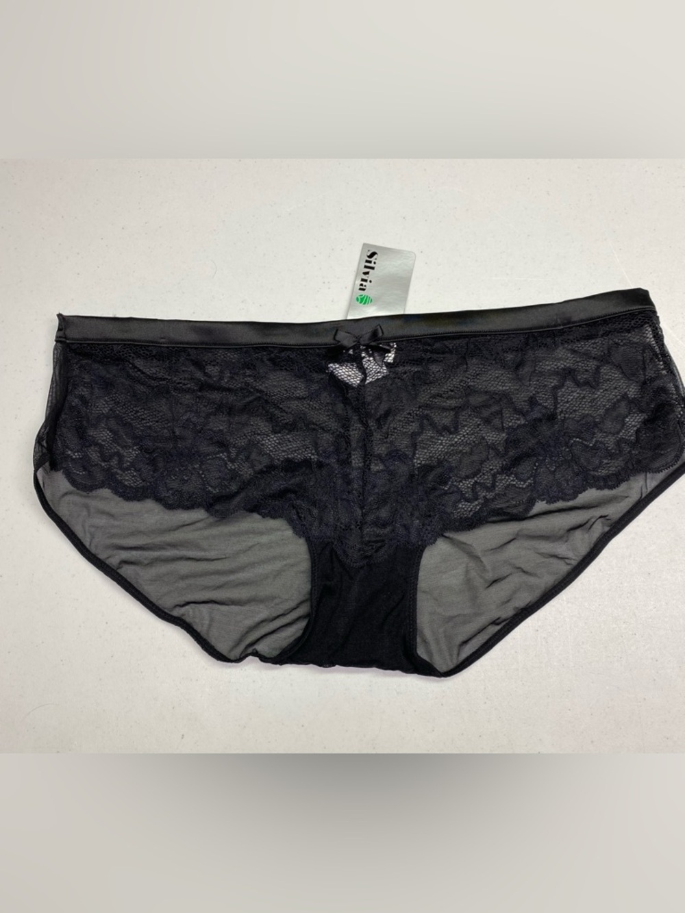 BWT Silvia BLK Lacy Boy Shorts, XL